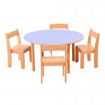 Pastel Blue Round Table H53 With Chairs