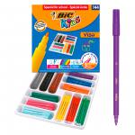 The photo captures a bright and vibrant collection of Bic Kids Visa Colour Felt Tips Fine P144. The pen tips are fine and precise, perfect for precision and detailed work. The stationery set includes a variety of colorful options, making it ideal for childrens school projects and artwork.