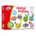 The image shows a variety of adorable animal-themed pottery items designed for school use. Each piece is uniquely shaped to resemble a different cute animal, such as a panda pen holder or a bunny pencil case. The brightly colored pieces are both functional and fun, making them the perfect addition to any school stationery collection.