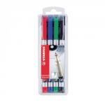 Stabilo Permanent Marker Assorted, Fine Tip Pack of 4