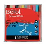 Berol Colour Broad 1.7mm Fibre Tip Pen Assorted, Pack of 12
