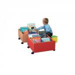 Mobile Floor Level Nursery Book Box 580 x 590 x 300mm, Moveable Castors RedBlue