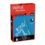 Berol Fineliner Pen Green Pack of 12