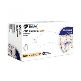 Shield Powder-Free Latex Gloves Medium Natural (100 Pack) GD05 HEA00398