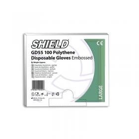 Shield Embossed Polythene Disposable Glove Clear Large Use with Dispensers (Pack of 100) GD55 - L HEA00496