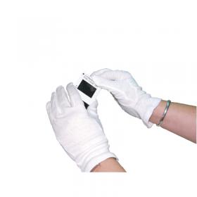 White Knitted Cotton Medium Gloves (Pack of 10) BTJ146 HEA00697