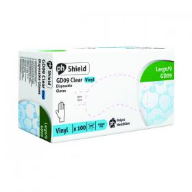 Shield Powder-Free Vinyl Gloves Large Clear (Pack of 100) GD09 HEA00949