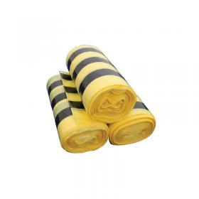 Polyco Clinical Waste Sack For Landfill Medium Duty 90L Yellow Tiger Stripe (Pack of 250) FAYB/5 HEA01178