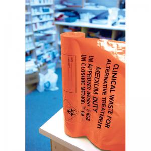 Unbranded Clinical Waste Sack Medium Duty Orange Pack of 200 AT25M111