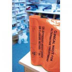 Polyco Clinical Waste Sack Rolls Alternative Treatment Heavy Duty 90L Orange (Pack of 100) AT25/M085 HEA01182