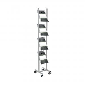 Helit Mobile A4 4 Tier Literature Display Stand Steel Silver H6813399