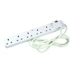 CED 6-Way Surge Protection 13 Amp 2m Extension Lead White CEDTS6213AS HID43045