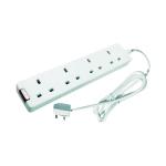 4-Way 13 Amp 5 Metre Extension Lead White with Neon Light CEDTS4513M HID43129
