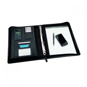 Monolith Leather Look Zipped Ring Binder with A4 Pad A4 Black 2827 HM28270