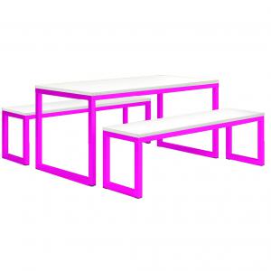 Image of Dining Tables and Benches Pink L1800mm