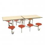 Prim Rect 8 Seat Table MapleTop Red Seat