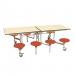 Prim Rect 8 Seat Table MapleTop Red Seat