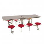 Prim Rect 8 Seat Table Grey Top Red Seat