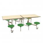 Prim Rect 8 Seat Table Mple Top Grn Seat