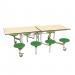 Prim Rect 8 Seat Table Mple Top Grn Seat