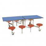 Sec Rect 8 Seat Table BlueTop Red Seat