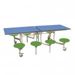 Sec Rect 8 Seat Table BluTop Green Seat