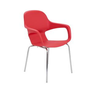 Image of Ariel II Chrome Leg Dining Chair - Red