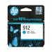 HP 912 Original Ink Cartridge 2.93-ml Cyan 3YL77AE HP3YL77AE
