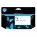 The picture shows the HP 72 Original Ink Cartridge in black, with a capacity of 130 ml. The cartridge is labeled with the HP logo and product number. Other HP fax supplies and accessories are displayed in the background.