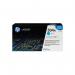 The photo shows a set of HP ink cartridges in a bright cyan color. The cartridges are labeled with the HP 504A original laserjet toner cartridge logo. The packaging is professional and sleek, with clear branding and product information.