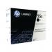In the photo, you can see two black HP ink cartridges side by side, both labeled with the HP 55X and Original LaserJet Toner Cartridge logos. The cartridges have the word High Yield printed on them, indicating their long-lasting nature. They are surrounded by a sleek black packaging and are ready to be inserted into a printer.