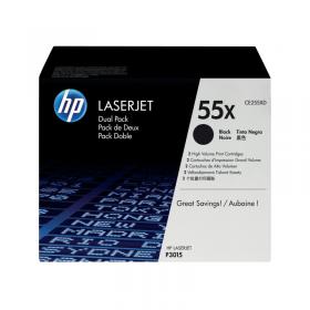 HP 55X Black High Yield Laserjet Toner Cartridge (Pack of 2) CE255XD HPCE255XD