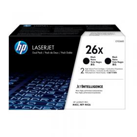 HP 26X High Yield Black LaserJet Toner Cartridge (2 Pack) CF226XD HPCF226XD