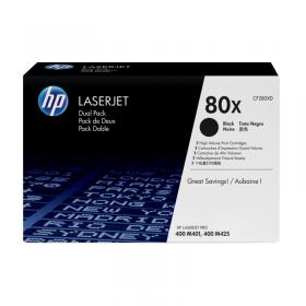 HP 80X Black High Yield Laserjet Toner Cartridge (Pack of 2) CF280XD HPCF280XD