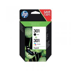 HP 301 Inkjet Cartridges Black and Tri-Colour CMY 2-Pack N9J72AE HPN9J72AE