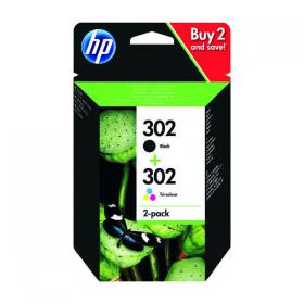 HP 302 Ink Cartridges Black/Tri-Colour CMY (Pack of 2) X4D37AE HPX4D37AE