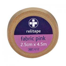 Reliance Medical Relitape Fabric Elastic Strapping Tape Pink 2.5cmx4.5m (Pack of 12) 612 HS88612