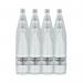The picture features 12 glass bottles of Harrogate Spa Sparkling Water, each holding 750ml of water. The bottles are arranged neatly in a pack and are branded with the Harrogate Sparkling Spring Water logo. The bottles are filled with sparkling, clear water, giving off a refreshing and crisp appearance. The label on each bottle includes the HSW35112 code and the brand name. The background showcases a beautiful, natural setting, emphasizing the pure and refreshing nature of the water.