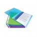 The photograph shows a set of 10 Rapesco Flexi Display Books, each with 10 pockets, in a bright and assorted A4 size. The display books are from Rapesco Office Products Plc, featuring a sleek and professional design perfect for organizing and showcasing important documents.