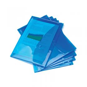 Rapesco Eco Recycled Popper Wallet A4+ Bright Transparent Blue (Pack of 5) 0687 HT17014