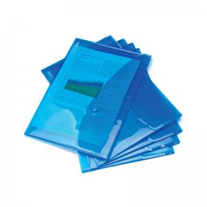 Rapesco Eco Recycled Popper Wallet A4 Bright Transparent Blue Pack of