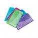The picture features a pack of 5 Rapesco Popper Wallets and Zip Files in assorted colors. The DL size wallets are perfect for organizing documents and keeping them secure with their popper closure.
