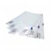 This picture shows a stack of Rapesco Popper Wallets and Zip Files, along with Rapesco Zippi Bags in a clear plastic material. The stack contains 25 packs, with each pack featuring A4 Plus size bags.