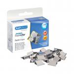 This picture shows a pack of 100 Supaclip Clips by Rapesco. Made of stainless steel, these Supaclips have a sleek and durable design. Perfect for securing and organizing documents, these 60mm clips are a practical addition to any office or workspace.