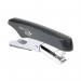 The photograph shows a sturdy and eco-friendly Rapesco Eco Stapler with a whale design. It has a plier-style grip and can staple up to 40 sheets of paper. The stapler has a sleek white and blue color scheme.