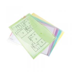 Rapesco Eco Recycled Popper Wallet A3 Assorted Pastel Transparent (Pack of 5) 0697 HT85051