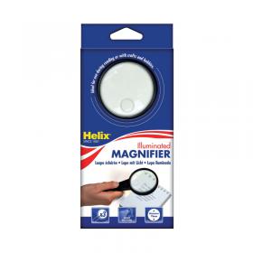 Helix Illuminated Magnifying Glass Hand Held 75mm Black MN1025 HX32525