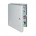 The photograph features a Helix Key Cabinet with a standard key capacity of 100 keys. Its sleek design and sturdy construction can be seen, with the brand name Helix displayed prominently on the front. The cabinet is in a neutral color, making it suitable for any office or storage space.