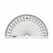 A photo of Helix protractors and compasses would show a collection of 50 clear 10cm protractors with a 180 degree scale. These protractors are perfect for accurately measuring angles and drawing precise curves and circles.