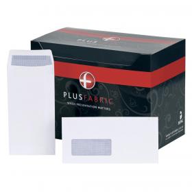 Plus Fabric Envelopes PEFC Pocket Peel and Seal Window 120gsm DL 220x110mm White Ref J26671 Pack of 500 J26670